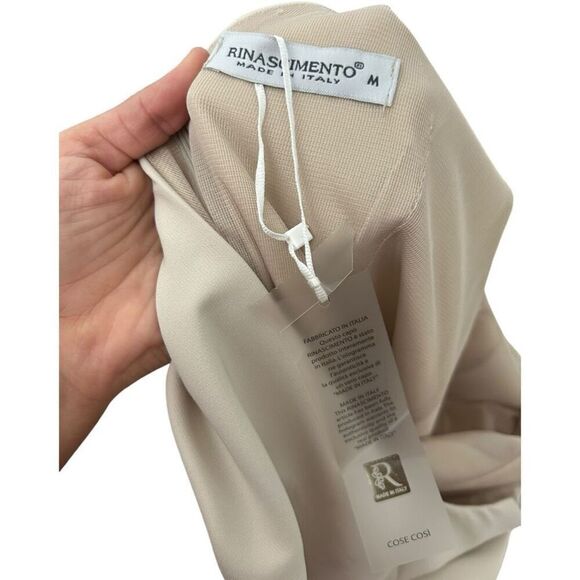 Rinascimento Italy Cream Peplum Knee Length Dress Size M Clean Girl Old Money - Picture 7 of 15